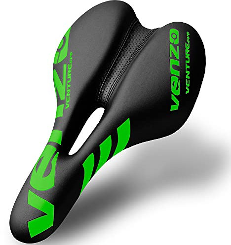 Venzo Bequemer Fahrradsattel für MTB, Straße, Training, Trekking, Falt-, Hybrid- und Cruiser-Fahrräder, XC-Sattelsitz, Grün
