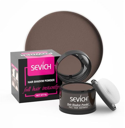 Sevich Ansatzpuder - Haarpuder Männer und für Frauen wasserfesten Haar Concealer zur Haarverdichtung Wurzeln für dünner werdendes Haar, 4g Dunkelbraun
