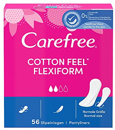 Carefree Slipeinlagen Cotton Feel Flexiform für Slip und Tanga, parfümfreie & luftdurchlässige Slipeinlagen in Größe: S/M (5 x 56 Stück), 56 Stück (5er Pack)