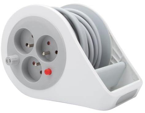 Zenitech - Mini avvolgitore a 3 prese, 7 metri, colore: Grigio