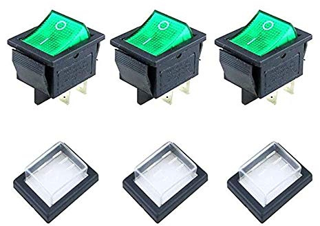 JINXIAN Interruttore a Bilanciere a Luce Verde 16 A/V 20 A/V CA | Interruttore a Bilancino con Copertura Impermeabile