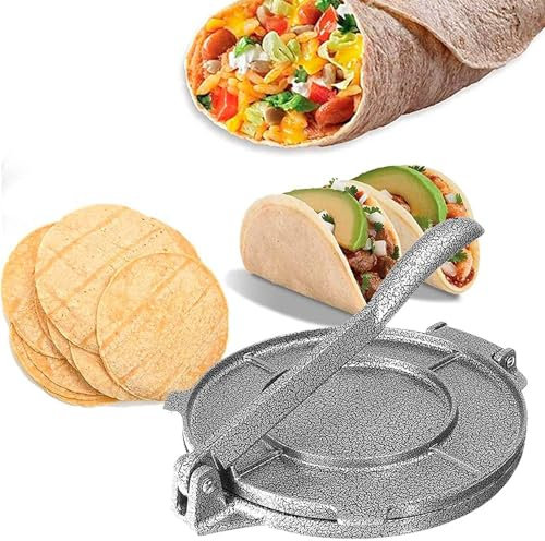 Prensa para Tortillas, Prensa para Tortillas de Hierro Fundido de 6.5 Pulgadas Prensa para Tortillas de Harina Gris Prensa para Tortillas y Roti Prensa para Tortillas Prensa para Masa para Cocina