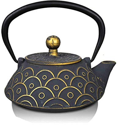 SMSOM Teaclea in ghisa Giapponese Teiera Teatlet Bollitore, Non patinato Bollitore in ghisa Fatti a Mano Bollitore Bollitura Acqua Bilock Set di tè Set Teiere (900 ml)