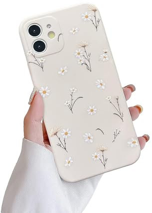 Ownest Kompatibel mit iPhone 12 Hülle Süße Blumen Gänseblümchen Muster Silikon Vintage Floral für Frauen Mädchen Weiche TPU Schutzhülle(Nicht Passend für iPhone 12 Pro) - Weiß