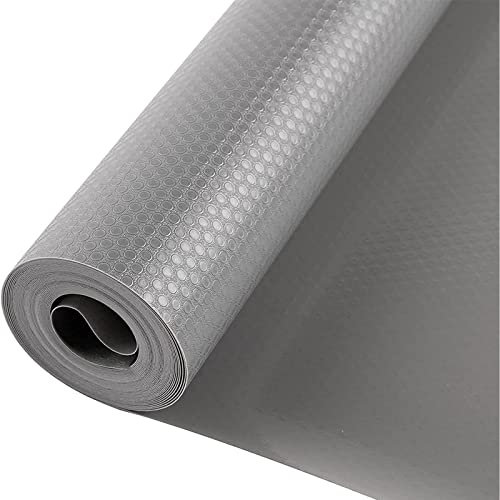 Zindoo Drawer Liners Mats, Non Slip Cupboard Liners, Waterproof Oilproof Washable Shelf Liners for Kitchen Cupboards Cabinets (Grey, 44.5x150cm)