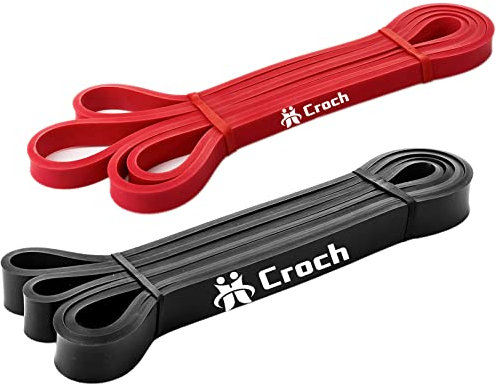 Resistance Bands Widerstandsband aus Naturlatex Ideal für Klimmzughilfe und andere Fitnessübungen Krafttraining und Muskelaufbau (Rot + Schwarz)