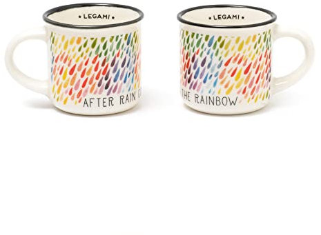 Legami MM0017 Espresso For Two, 2 tazas de café de porcelana New Bone China, capacidad 50 ml, tema After Rain, lavables en lavavajillas, aptas para microondas