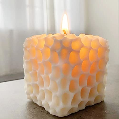 Shunfaji 3D Kerzenform Silikon DIY Bubble Candle Mold, Würfel Bienenwabe Kerzenformen 3D Ball Cube Silikon Mold Pyramide Gießform für DIY Seife, Kerzen, Duftender Stein, Haus Dekoration (Bienenwabe)