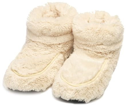 warmies Mikrowellen-Stiefel, beheizbar, Damen Slipper Stiefel mit French Getrockneter Lavendel, Wohltuende Wärme und Komfort, Einheitsgröße, Cremefarben