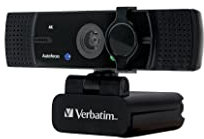 Verbatim Webcam mit Dual-Mikrofon, externe Kamera für Computer oder Laptop mit Ultra HD 4K Autofokus, drehbar um 360°, für Video-Calls im Homeoffice oder als Streaming Cam