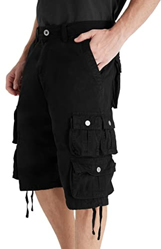 YGREYG Mens Cargo Shorts Long Capri Below The Knee Shorts 3/4 Relaxed Fit Long Shorts with Pockets Black 38