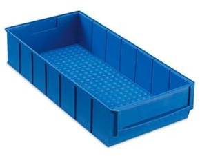 Blaue Industriebox 400 B | HxBxT 8,1x18,3x40cm | 4,7 Liter| Sichtlagerkasten, Sortimentskasten, Sortimentsbox, Kleinteilebox