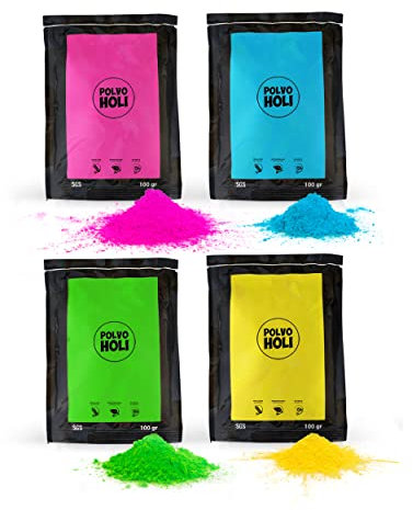 POLVO HOLI Pack 400g 4 Bolsas de 100 Gramos - 4 Colores