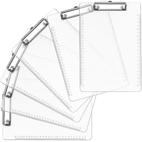 Belle Vous 6er-Pack A4 Klemmbrett aus durchsichtigem Kunststoff - DIN A4 22,5 x 32,3 cm - Robuste und langlebige A4 Klemmbretter mit flachem Clip - transparentes A4 Clipboard