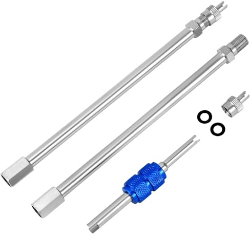 QWORK Dually Valve Stem Extenders, 2 Pack 6 Straight Dual Wheel Valve Stem Extensions, Air Tyre Stem Extender for Car Truck Motorcycle Bike RV Motorhome Coach Pickup Trailer