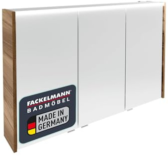 Verona LED-Spiegelschrank – Hängend, Vormontiert, Made in Germany – Nussbaum & Weiß-Hochglanz – 110 x 68,3 x 16,5 cm – Elegant und Praktisch