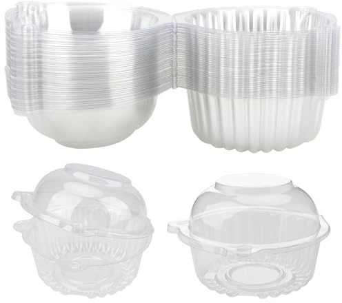 MOUYAT 120 Pack Clear Plastic Individual Cupcake Boxes, Single Cupcake Holders Cupcake Containers, Single Muffin Boxes Cupcake Pods, Cake Boxes for Cake Portions, Cake Slices, Pastry
