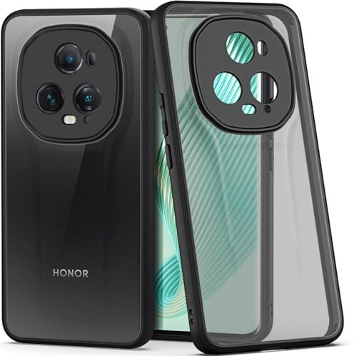 RollinCase Hülle für Honor Magic 5 Pro (Magic5 Pro), Stoßfeste Stoßstange Handyhülle, Nicht Vergilbende, Durchscheinendes Gefrostetes Streamer Schutzhülle, Matt Schwarz