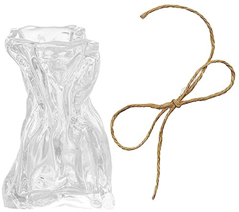 DECHOUS Transparente Glasvase Unregelmäßige Glasvase Für Blumenarrangements Schreibtischvase Aus Glas Hydrokulturvase