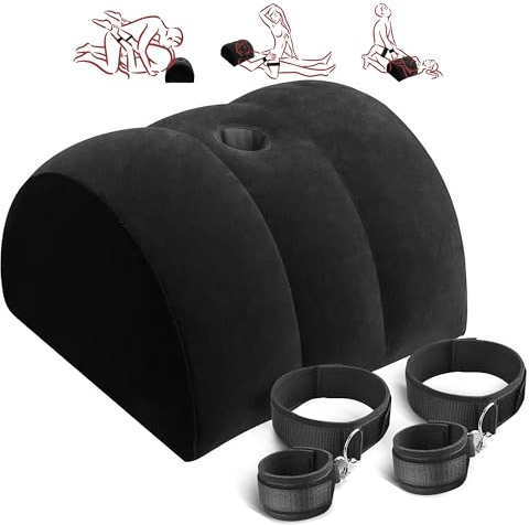 Prosixtoy Sex-Lendenkissen Bondage Kissen Handschellen Set,BDSM Sexspielzeug-für-Paare Oberschenkel Handschellen,Erotic Ramps Couple Geschenke,schwarz
