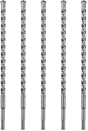 SALI 5PCS SDS Plus Rotary Hammer Drill Bit Concrete Drill Bit Kit Double Thread 4-Cutter Tungsten Carbide Tip Fully Hardened Tool for Concrete, Brick, Cement Walls,Stone 16mm x 350mm Cross Drill Bits