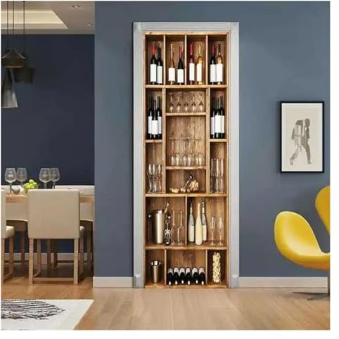 Türaufkleber Türtapete Türbilder Türposter Weinschrank 3D Türaufkleber DIY Wandtattoos Schlafzimmer Tür Dekoration Wandbild Tapete Wasserdichte PVC Aufkleber Home Decor