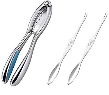 GLigeT Meeresfrüchte-Werkzeug-Set, 3-teiliges Meeresfrüchte-Werkzeug-Set beinhaltet 1 Meeresfrüchte-Keks und 2 Meeresfrüchte-Gabeln, Hummerkrabbenknacker, Walnussknacker (Rosa/Grün/Blau),