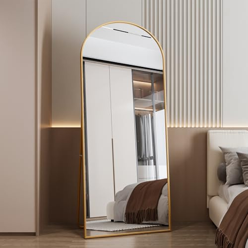 Bogen Ganzkörperspiegel,180 x 80cm Standspiegel Groß Gewölbter Standspiegel Ganzkörperspiegel Bodenspiegel Wandspiegel Stehspiegel für Schlafzimmer Wohnzimmer Flur Garderobe Shop (Gold, 180x80cm)