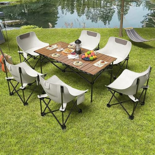 Klappbarer Campingtisch Und Stühle-Set, Tragbarer, Leichter Picknicktisch Mit Tragetasche Und Aufrollbarem, Faltbarem, Kompaktem Tisch Aus Karbonstahl, Einfach Zu Montieren