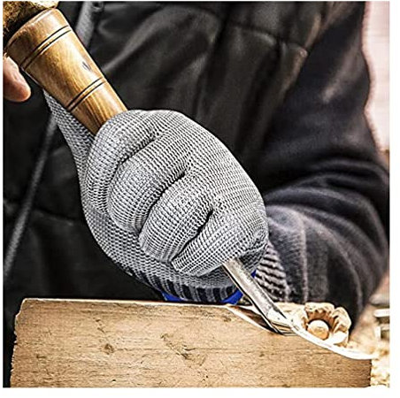 WQZStar Anti-cut Gloves Cut-resistant Gloves, Chain Mail Gloves, Safety Work Gloves For Woodcarving Glass Cutting Movers, Adjustable Wrist Strap (Size : 5PCS/L) (5PCS/L)