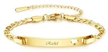 PiercingJak Freundschaftsarmband mit Gravur Damen Edelstahl Armband Herz Armkette Freundschaftsarmbänder Freundschaft Personalisierte Geschenke für Beste Freundin Freunde