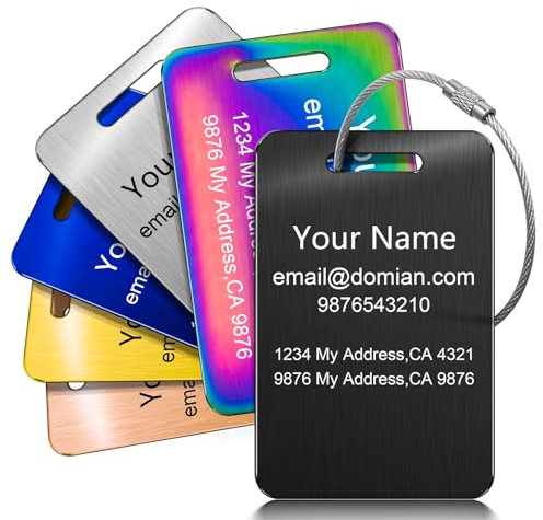 Personalisierte GepäCkanhäNger FüR Koffer, 2PCS Individuelle Reiseschilder, Lasergravur, Individuell Gravierte Aluminium-GepäCkanhäNger FüR Die Familie, Metall-GepäCkanhäNger FüR Koffer (B)