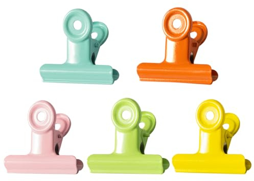 POERMA 25 Pièces Pince Bulldog, 51mm Bulldog Clips Métal, 5 Couleurs | Pince Bulldog Charnière Grosse, Pince à Dessin en Métal Grand, pour Photo, Cuisine, maison, École, Bureau