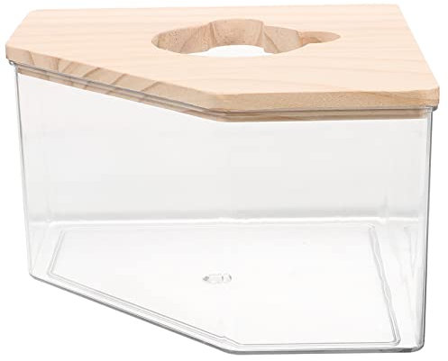 COLLBATH Hamster Sandbad Box Mit Holzdeckel Transparentes Sandbad Für Kleintiere Geeignet Für Hamster Mäuse Chinchillas Und Langlebig Und Leicht Zu Beobachten
