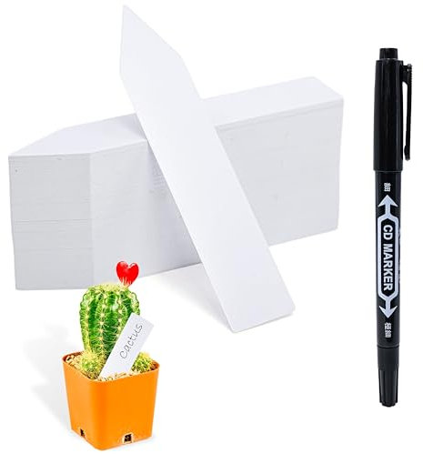 100pcs Plastic Plant Labels for Outdoor Garden, 10cm Reusable Plant Name Tags Nursery Plants Tags Seeding Label with Marking Pen Plants Markers Stakes for Outdoor Indoor