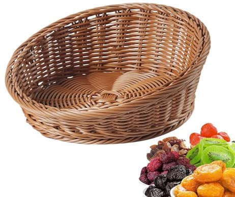 Pan Fruity Storage Basket - Bread Basket, Slanted Fabric Bread Basket | Keys Billlets Tray Organizer Table Tray for Serving Artificial Rattan