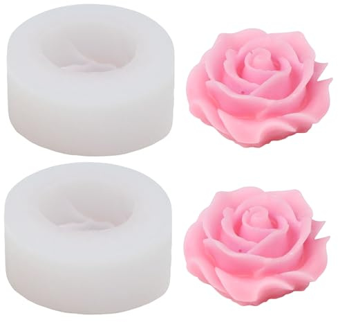 DRERIO 2 Silikon-Kerzenformen Rosen – 2 groß | Flexible Rosenform, leicht entformbar, für Kerzen, Seife, Schokolade & Harz, wiederverwendbar, vielseitig für DIY-Projekte