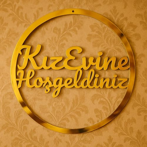 Willkommensschild Türkisch – Kız Evine Hoşgeldiniz – Hochzeit, Türschild/Wanddeko für Zuhause/Eventhalle, Deko orientalisch – Geschenk für Frauen, Einweihung, Mädchen-WG,