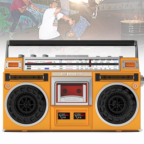 Tragbare Kassetten-Boombox, Retro-CD-Player mit AM/FM-Radio und Kassettenrekorder, unterstützt SD/USB-Eingang für Familientreffen und Reisen