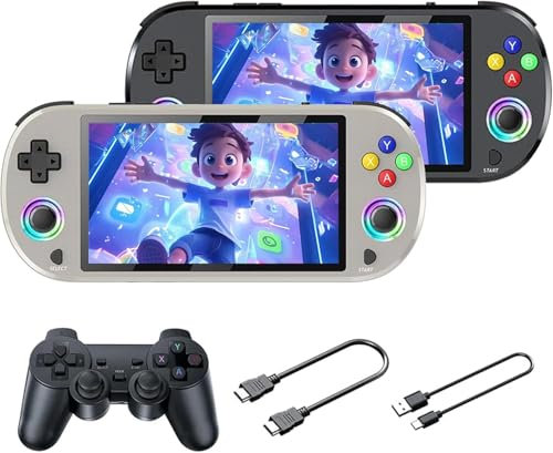 M22 Pro Retro Handheld Game Console avec Manette de Jeu,écran de 5 Pouces,Console Portable de Jeu vidéo avec Jeux 3D,30 émulateurs,RGB 16 Millions de Couleurs,3000mAh,128G/256G (128g-black)