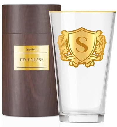 Onebttl Personalised Beer Glass for Men, Custom Alcohol Gifts for Beer Lovers, Unique Birthday, Christmas Gifts for Him, Dad, Husband, Boyfriend, S