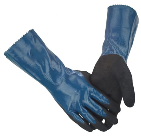 FTVOGUE de Goma de Nitrilo Largos de Protección Química para Trabajadores de la Construcción (WG-528L*9)