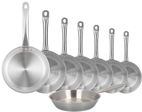 Well Home Set de 8 Sartenes Ø20Ø22Ø24Ø26Ø28Ø30Ø32Ø34cm en Acero inoxidable, Aptas para inducción y SIN antiadherente