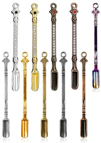 JUKOTA 10pcs Mini cucharas de aleación cuchara en polvo cuchara de metal para medicina sales hierbas arena especias, oro/plata/plata antigua/bronce antiguo