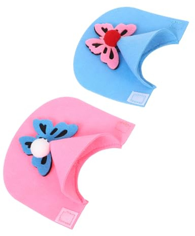 Homoyoyo 2pcs Christmas Parrot Cape for Cockatiels Parakeets Warm Winter Bird Wear Felt Pet Costume Outfit for Small Birds Blue and Pink
