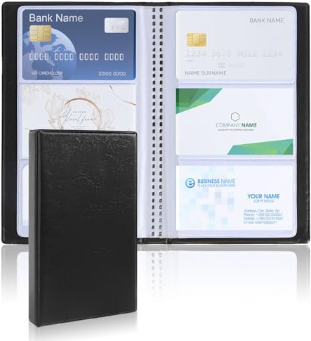 VUTYNKO 2 Stück Visitenkarten Aufbewahrung, Visitenkartenmappe für 120 Karten, PU Leder Visitenkartenhalter Platzsparende Visitenkartenetui für Visitenkartenbuch Kundenkarten Kreditkarten