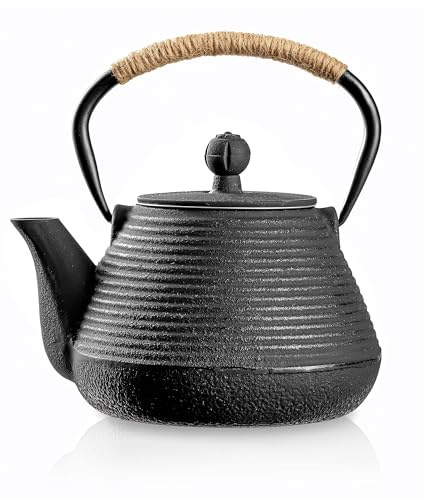 PluieSoleil 1000ml Traditional Japanese Tetsubin Tea Kettle, Cast Iron Stovetop Teapot with Infuser - Heat-Resistant Loose Leaf Tea Pot with Removable