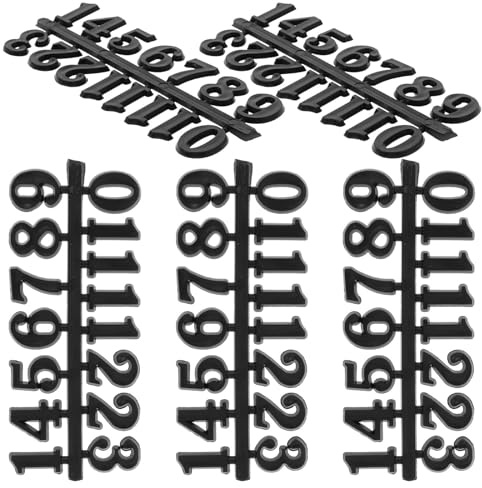 FUTUREORYY Kit di Numeri per Orologio Fai da Te Numeri per Orologio Fai da Te in Plastico Nero 5 Set per Decorazione
