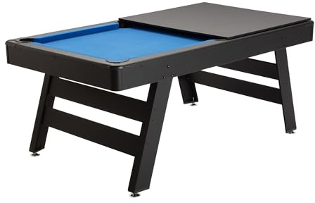 Billardtisch Miami 5ft. Kleiner kompakter Poolbillard für Kinder und Erwachsene, preiswerter Tischbillard 185x105cm 50kg mit geräuscharmen Einfalltaschen, inkl. Zubehör, Kugeln, Queue