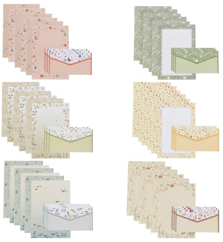 54PCS Writing Paper and Envelopes, 6 Different Pattern Letter Writing Set